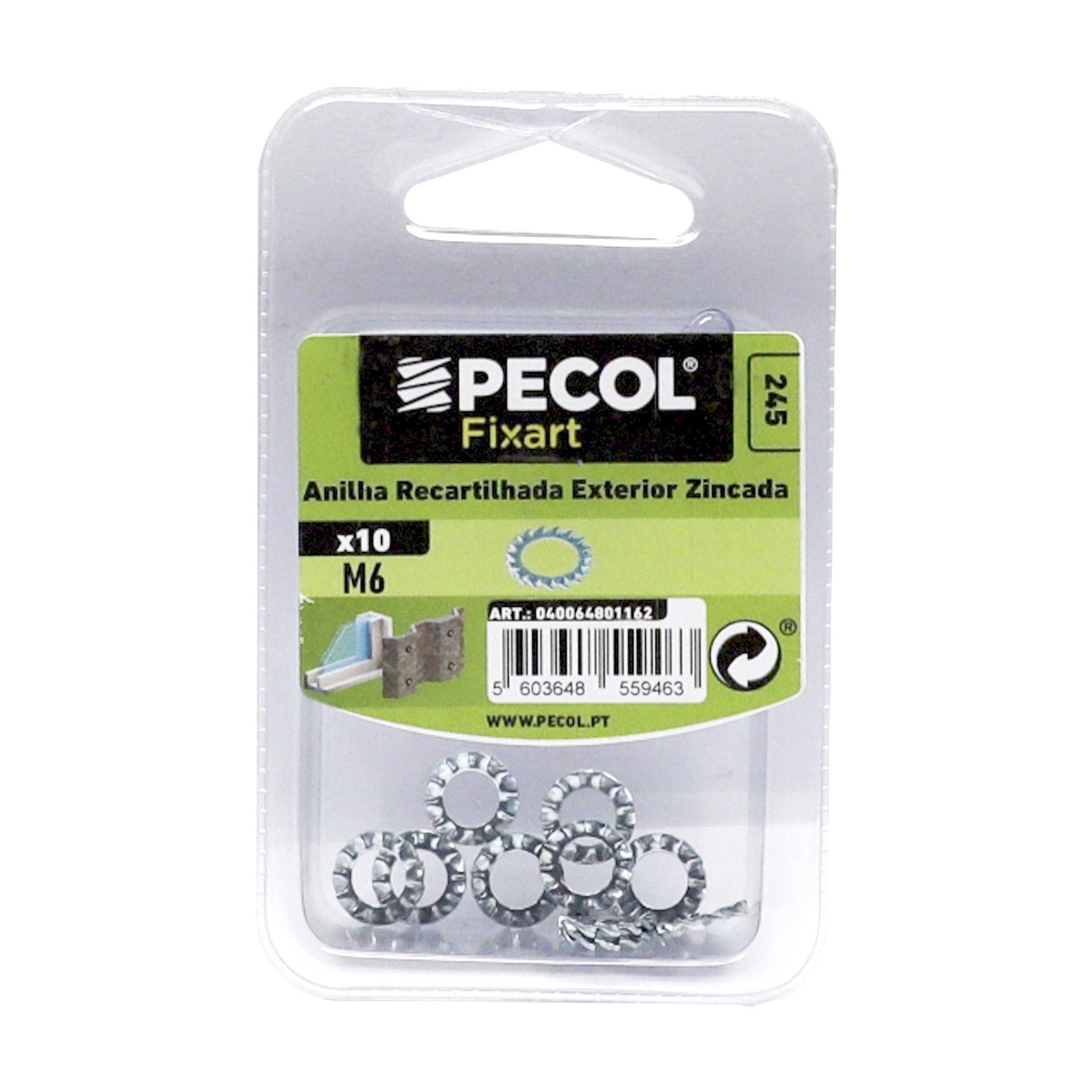 Anilha Recartilhada Ext. M6 Aço Zn Bl 10