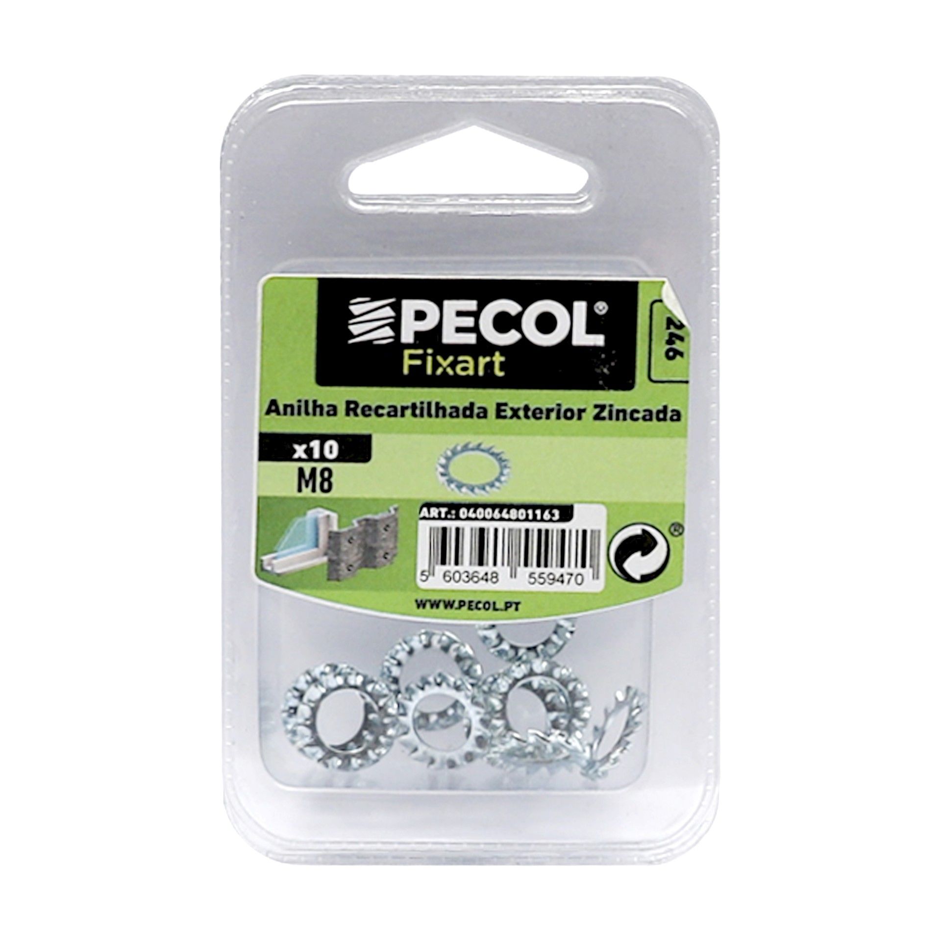 Anilha Recartilhada Ext. M8 Aço Zn Bl 10