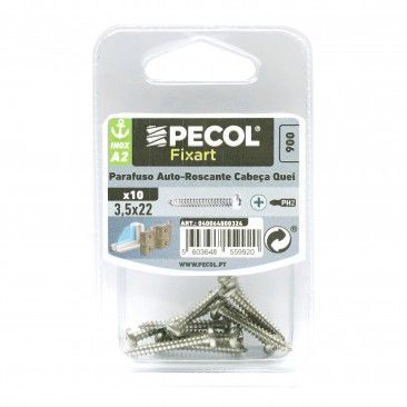 Parafuso Auto Roscante Cabe�a Q. Ph A2 6x22 Inox Bl 10