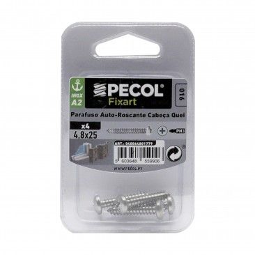 Parafuso Auto Roscante Cabe�a Queijo Ph A2 10x25 Inox Bl 4