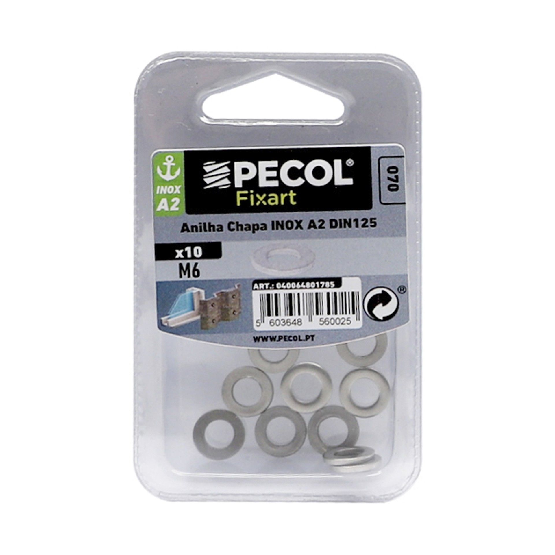 Anilha A2 M6 Inox Bl 10