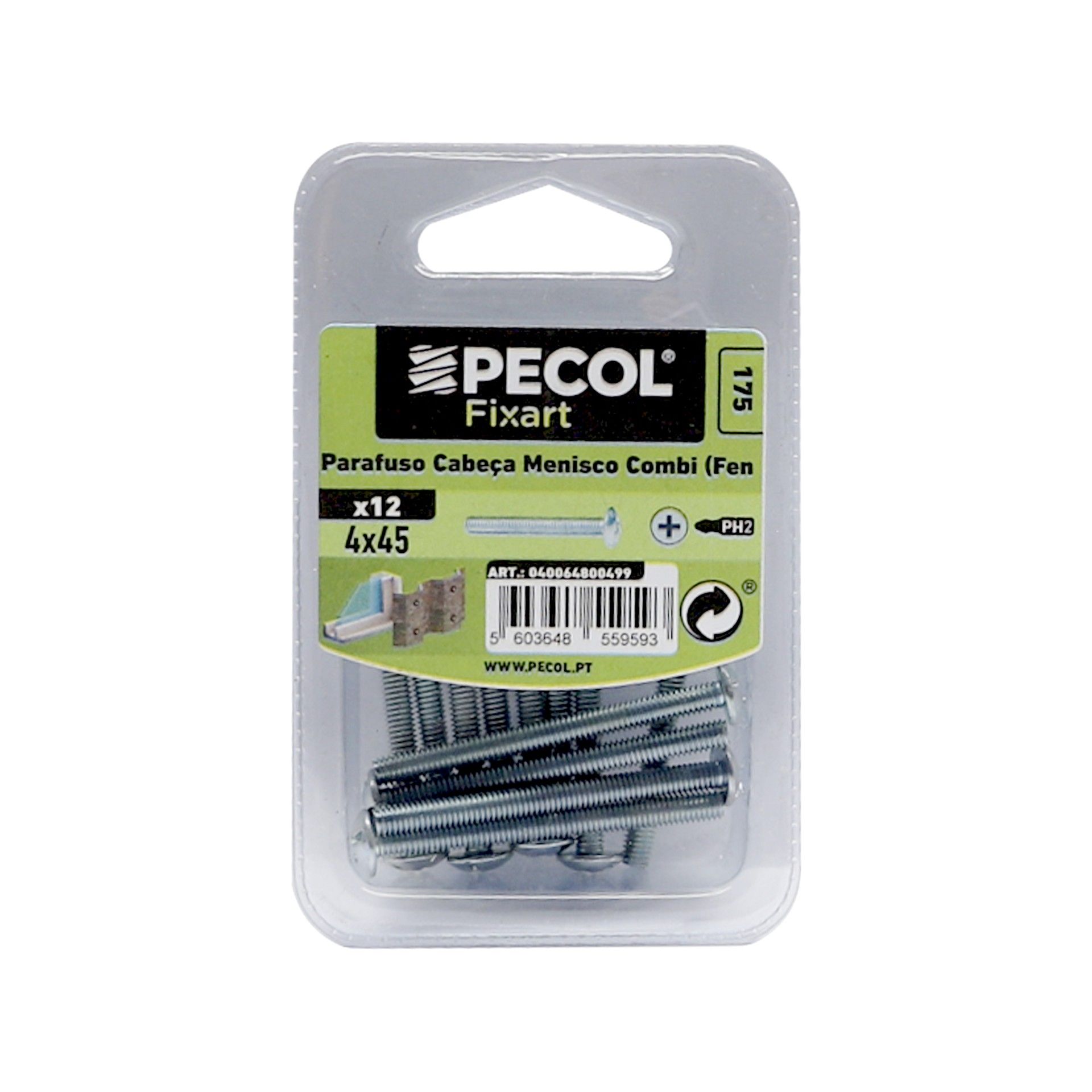 Parafuso Cabeça Menisco Combi M4x45 Fe Zn Bl 12