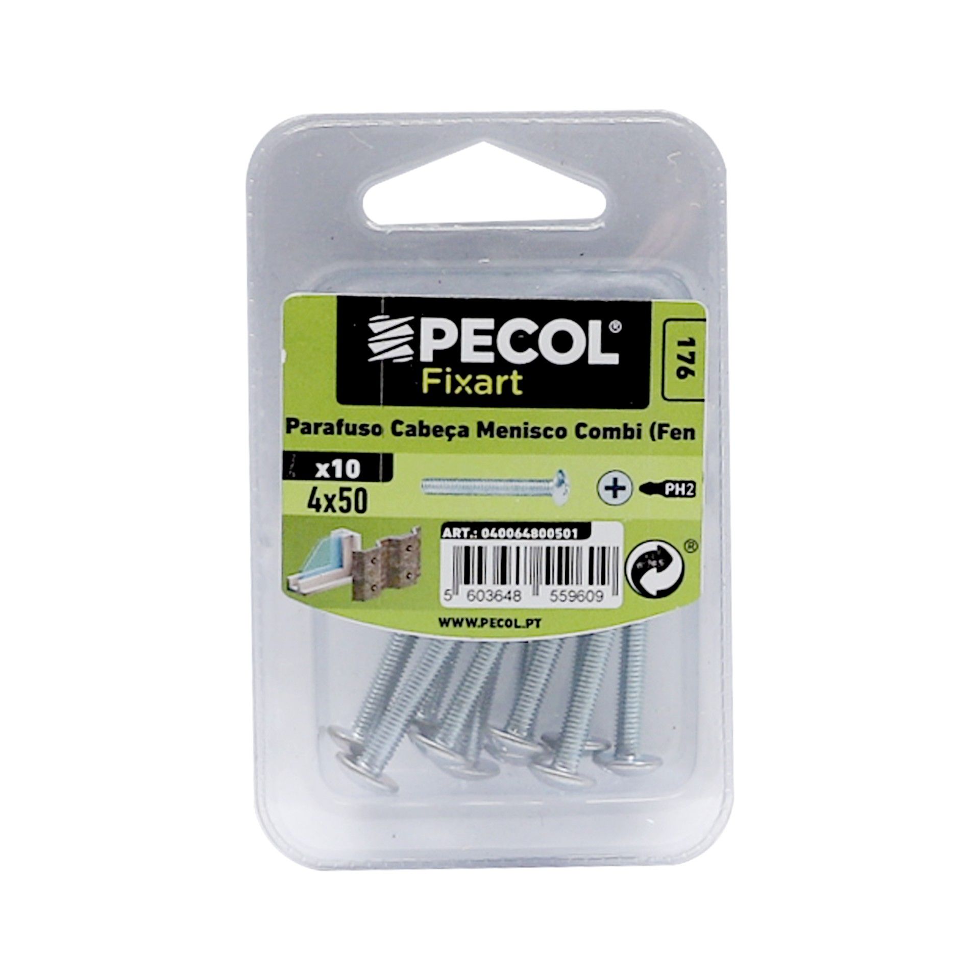 Parafuso Cabeça Menisco Combi M4x50 Fe Zn Bl 10