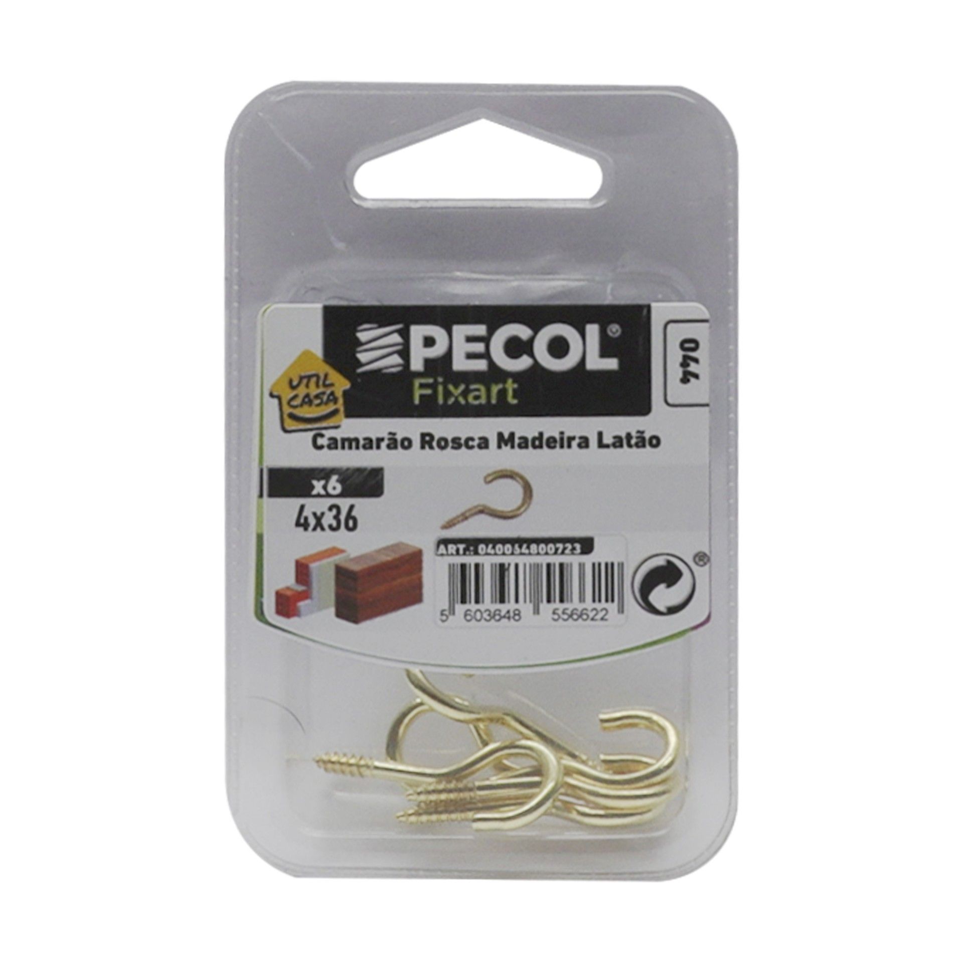 Camarão Roscado 4x36 Latão Bl 8