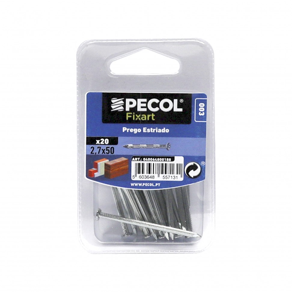 Prego Estriado 2,7x50 A�o Zn  Bl 20