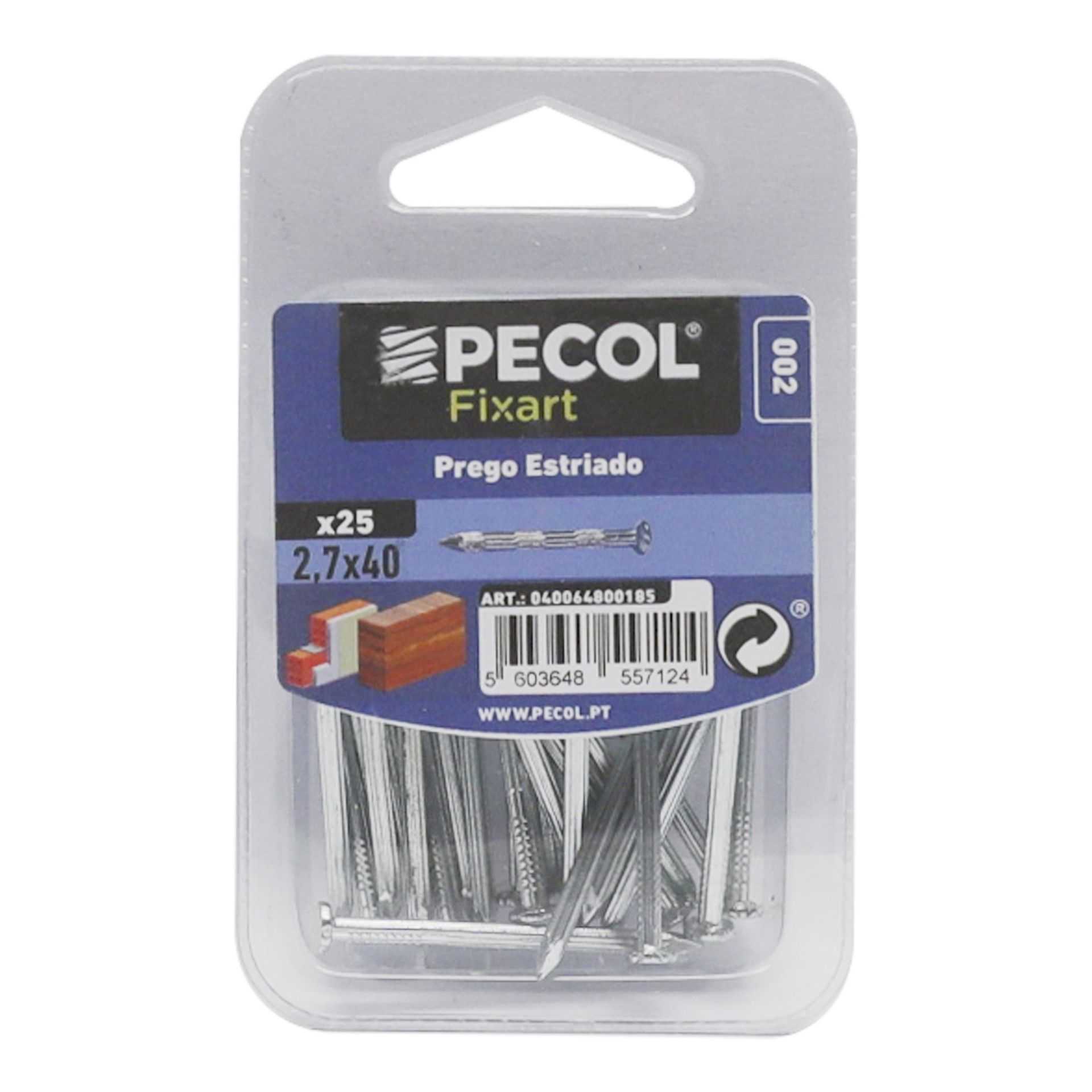 Prego Estriado 2,7x40 Aço Zn Bl 25