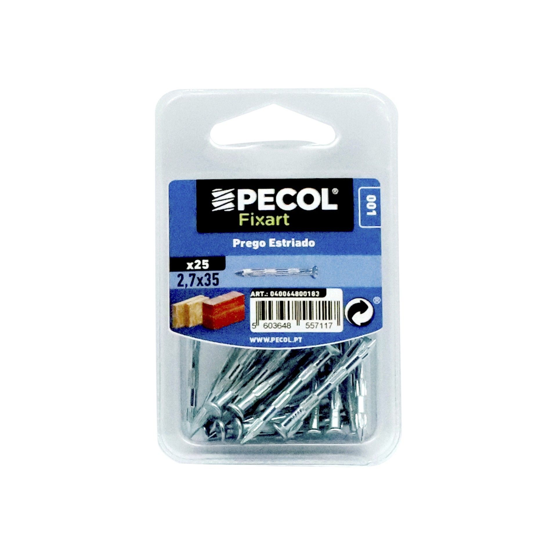 Prego Estriado 2,7x35 Aço Zn Bl 25