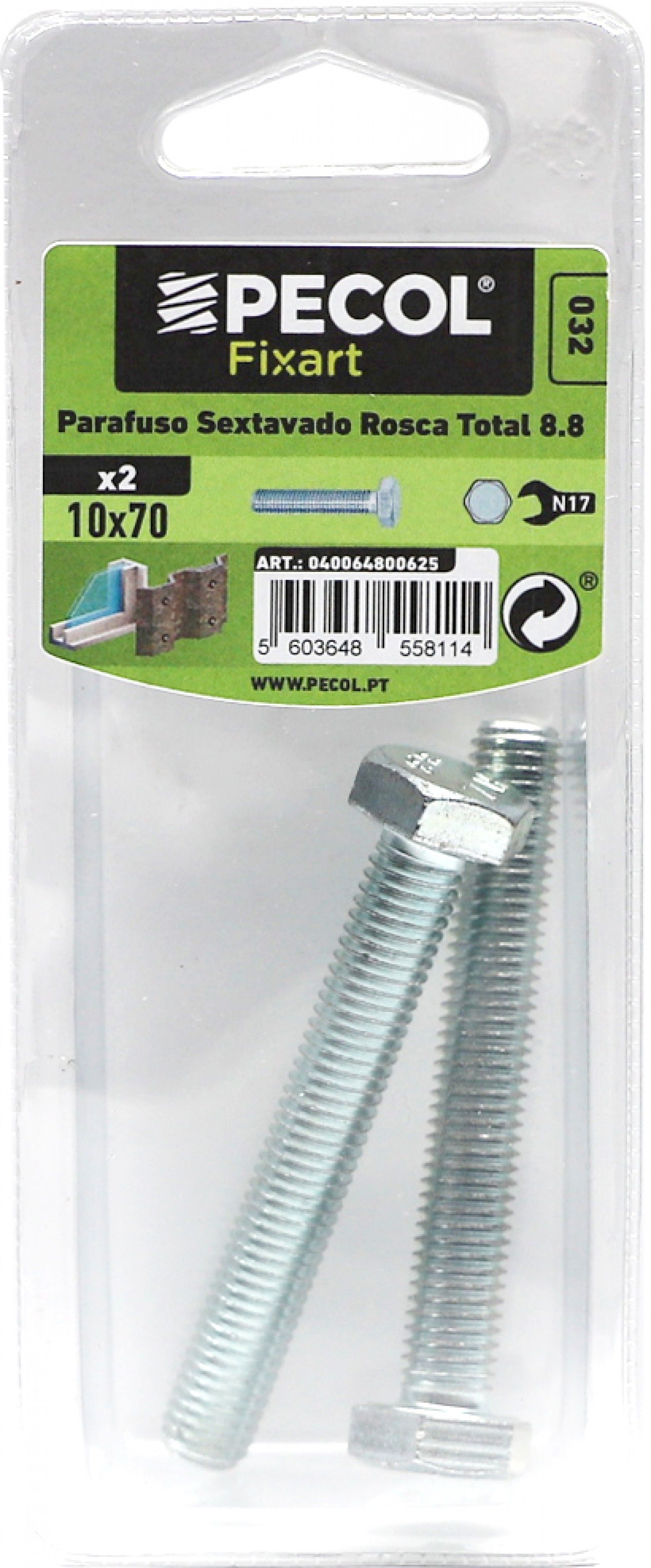 Parafuso Sextavado Rosca Total 8.8 M10x70 Aço P.Abl2