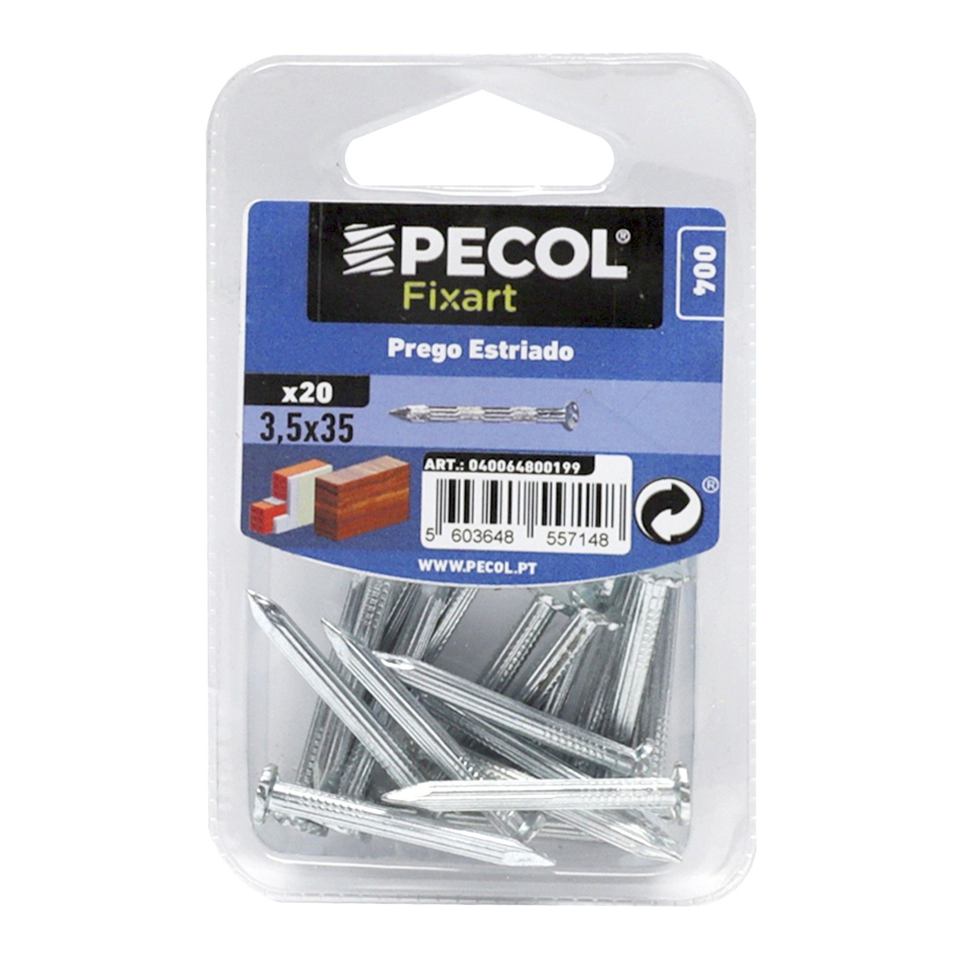 Prego Estriado 3,5x35 Aço Zn Bl 20