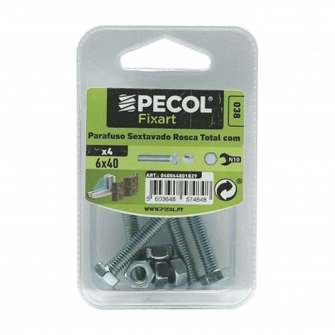 Parafuso Sextavado M6x40 + Porca Zn Bl 8 Parafuso Sextavado M6x40 + Porca Zn Bl 8