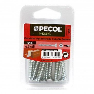 Parafuso Aglomerado Cabe�a Embeber Pz Pcl 202 4,5x60 Zn 15un