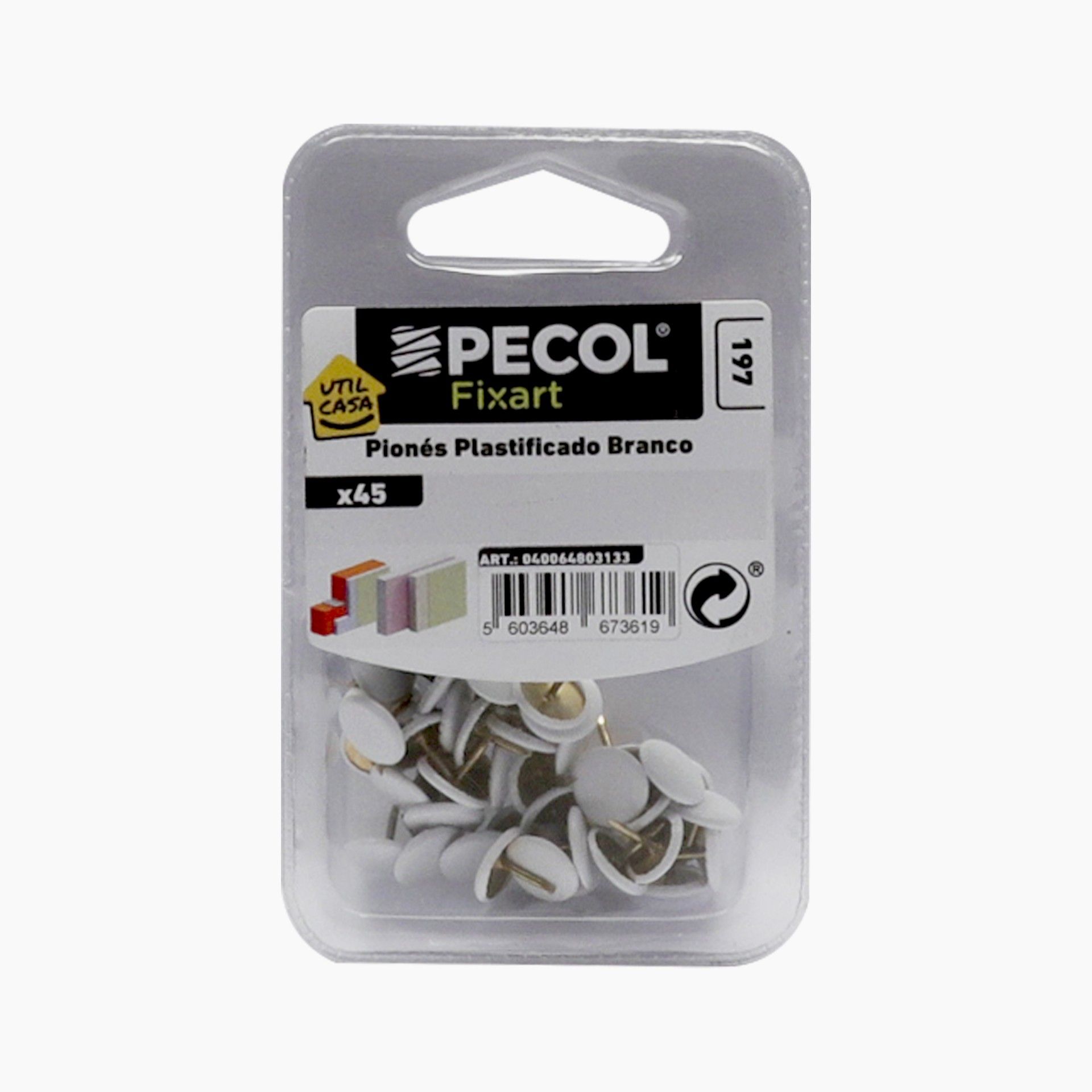 Pionés Plastificado Branco 45 unidades