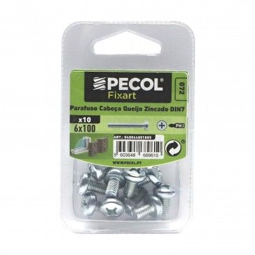 Parafuso Cabe�a Queijo Ferro Zincado M6x10 Bl 10