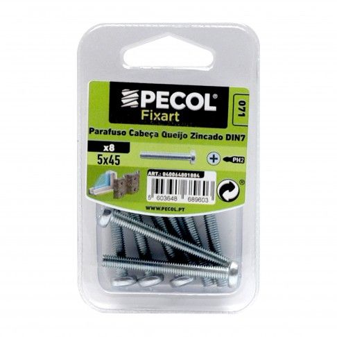 Parafuso Cabeça Queijo Ferro Zincado M5x45 Bl 8 Parafuso Cabeça Queijo Ferro Zincado M5x45 Bl 8
