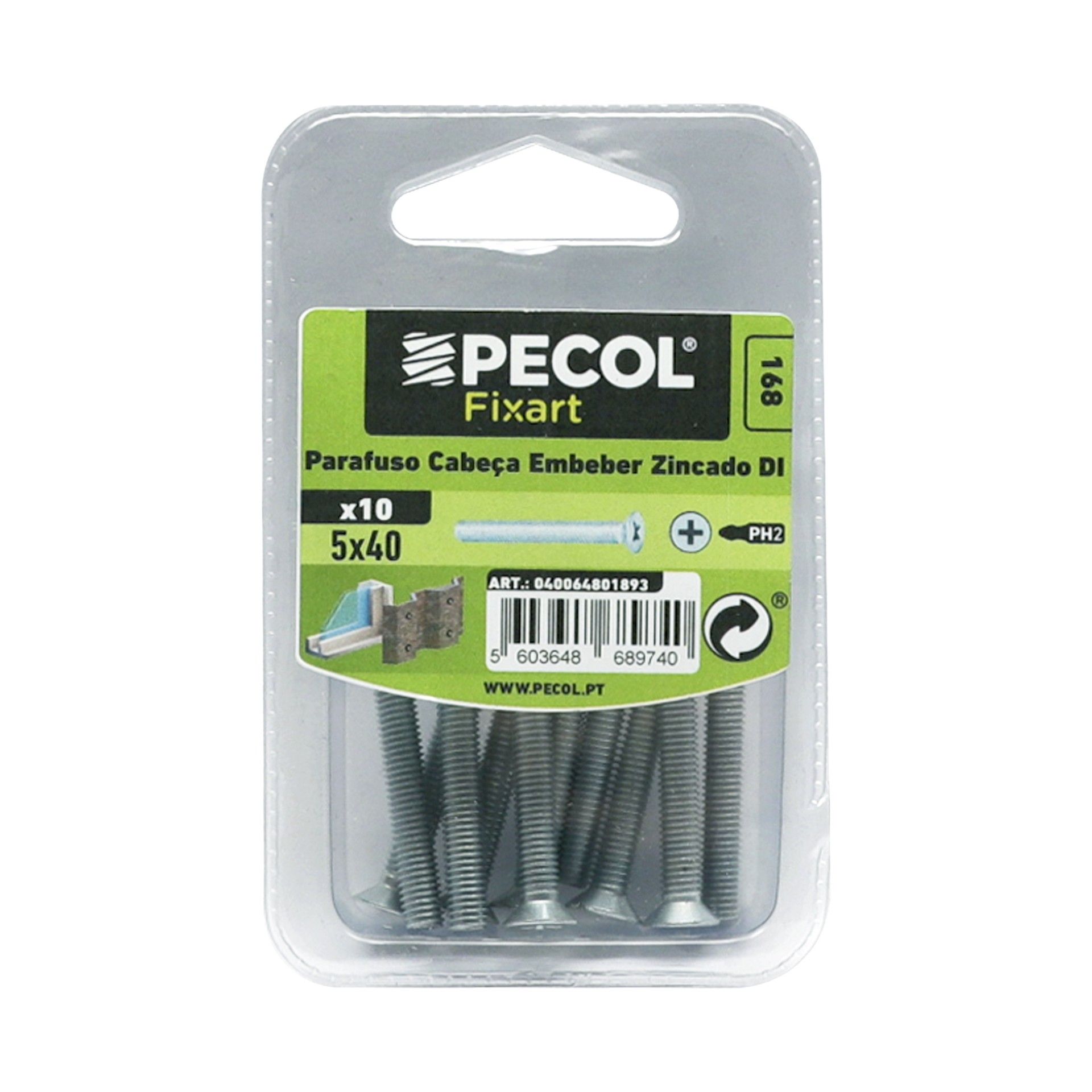 Parafuso Cabeça Embeber Ph M5x40 Bl 10