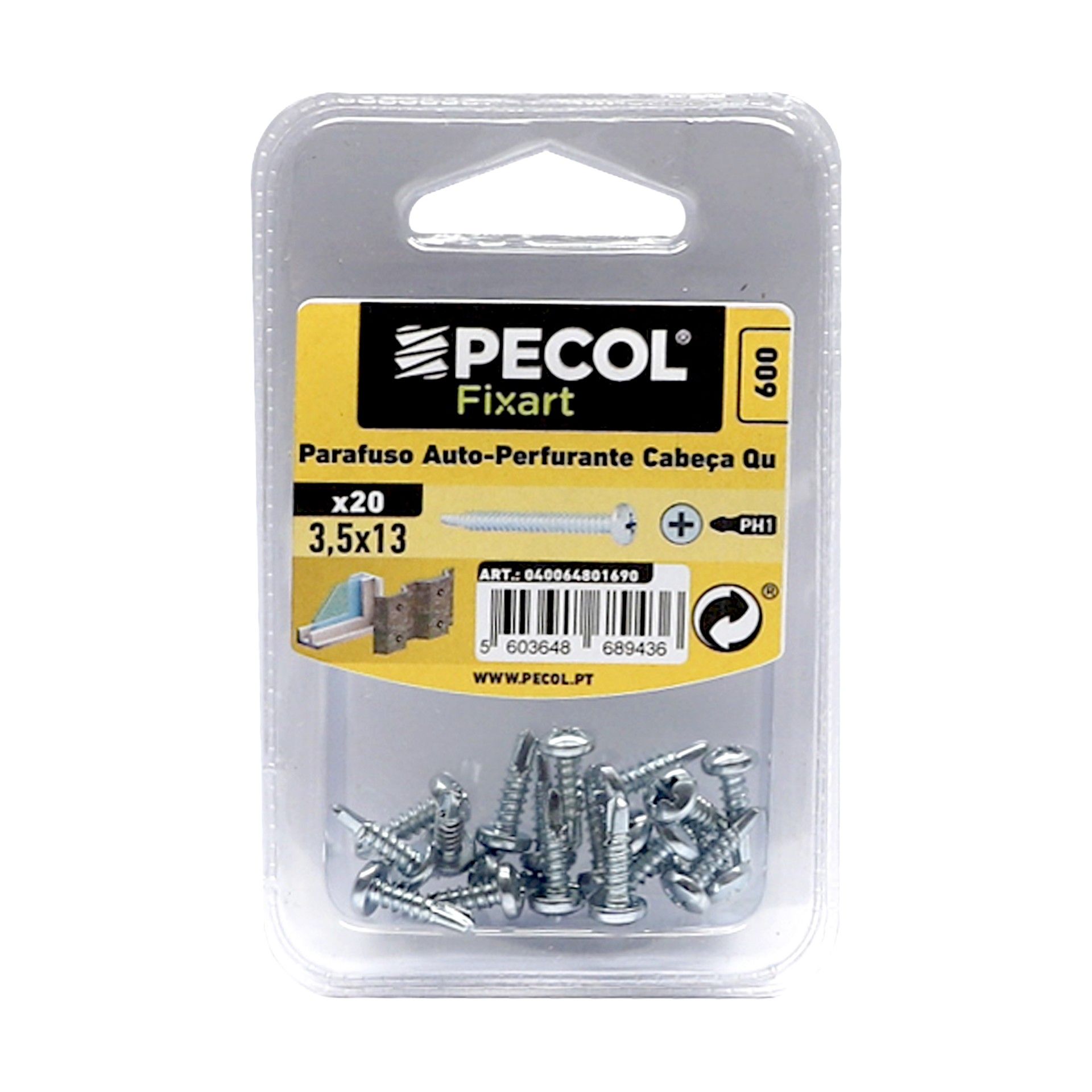 Parafuso Atp Cabeça Queijo Aço Zn. 3,5x13 Bl 20