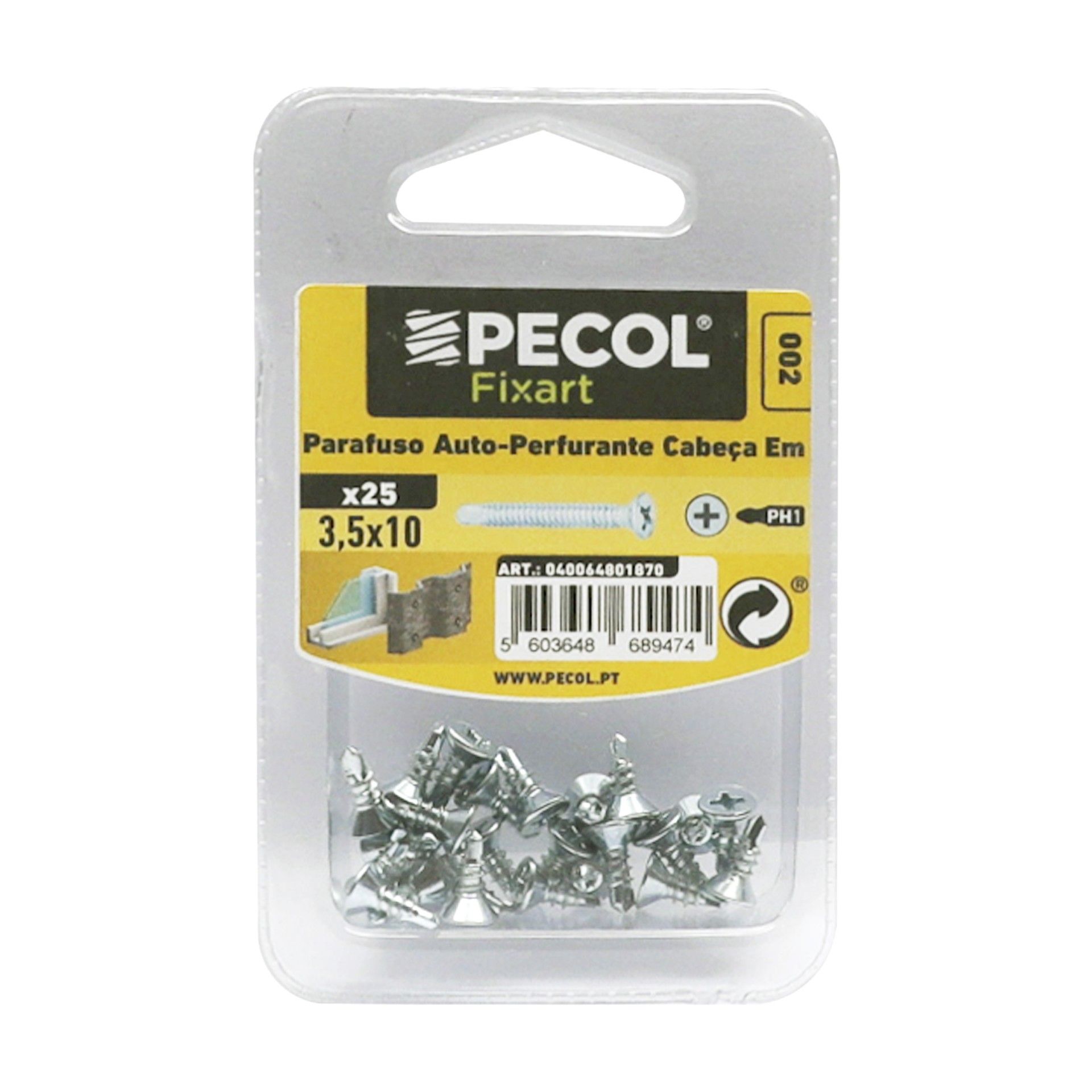 Parafuso Cabeça Embeber Aço Zincado 3,5x10 Bl 25