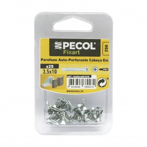 Parafuso Cabeça Embeber Aço Zincado 3,5x10 Bl 25 Parafuso Cabeça Embeber Aço Zincado 3,5x10 Bl 25