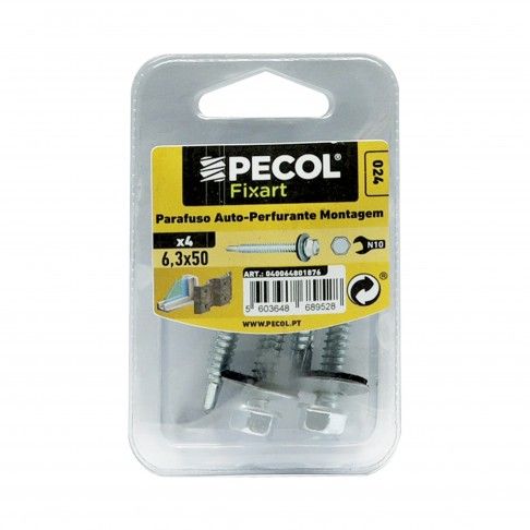 Parafuso Sextavado C/ Anilha Aço Zn. 6,3x50 Bl 4 Parafuso Sextavado C/ Anilha Aço Zn. 6,3x50 Bl 4