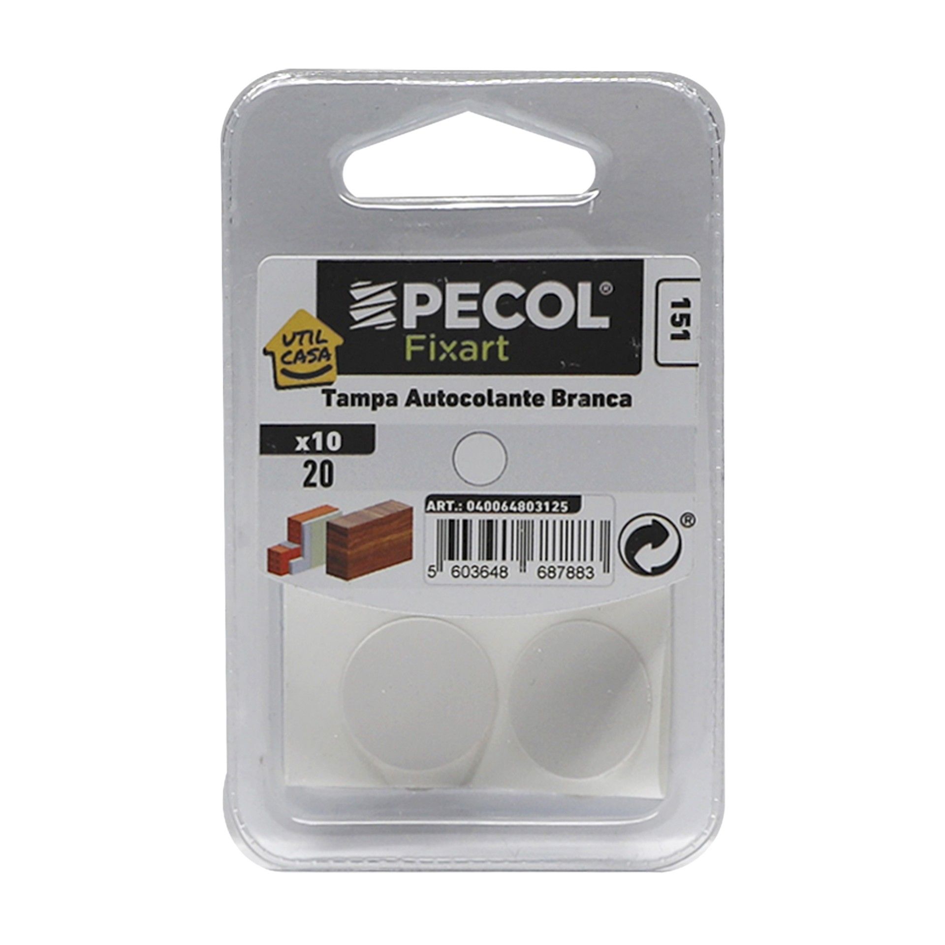 Tampa Autocolante 20mm Branca Bl 20