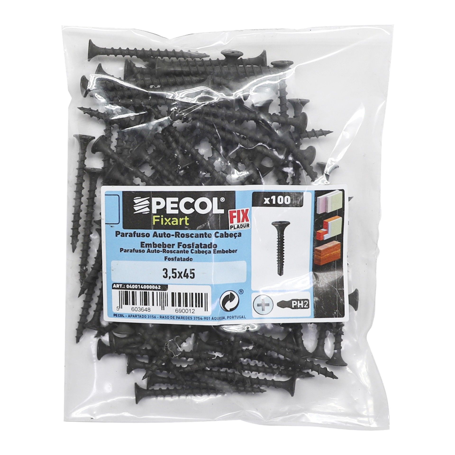 Parafuso Cabeça Embeber Ph Aço Fosfatado 3,5x45 - Saco 100