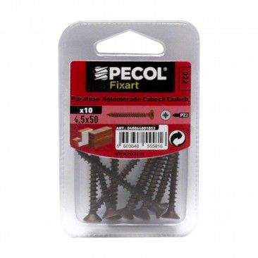 Parafuso Aglomerado Cabe�a Embeber Pz 4,5x50 Bronze Bl 10