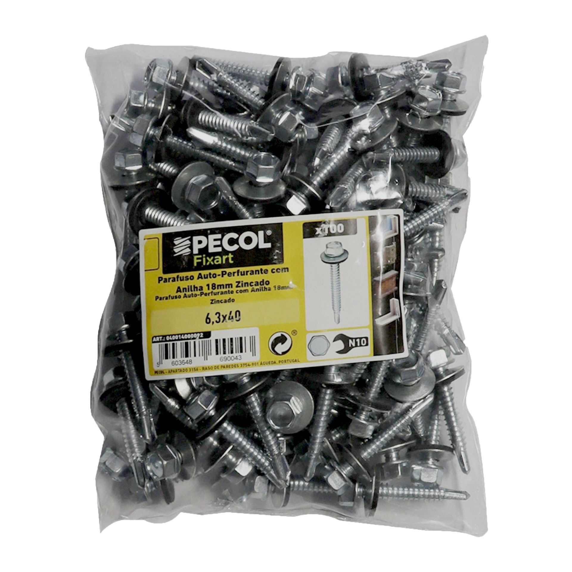 Parafuso Atp C/A18 Aço Zn 6,3x40 - Saco 100 unidades
