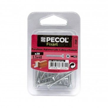 Parafuso Aglomerado Cabe�a Embeber Pz Zn 3,5x40 Bl 20