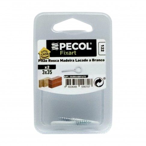 Pitão Roscado Lacado Branco 3x35 2un Pitão Roscado Lacado Branco 3x35 2un