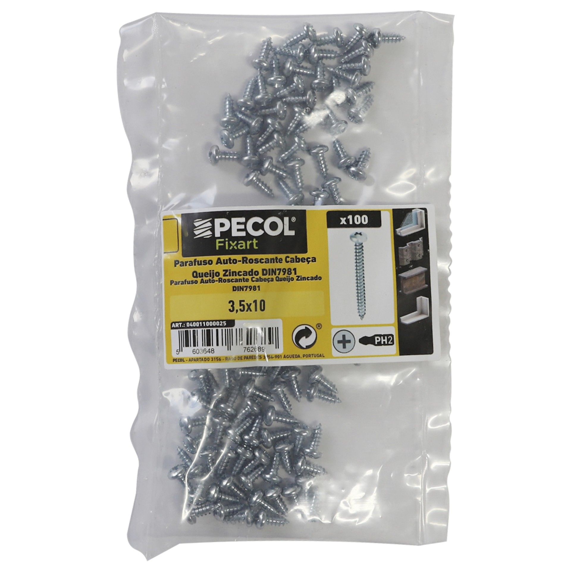 Parafuso Atr Embeber Din7982 Aço Zn 3/8x6 100 unidades