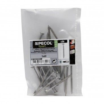 Parafuso Aglomerado cabe�a Embeber Pz Inox 5x60 25un