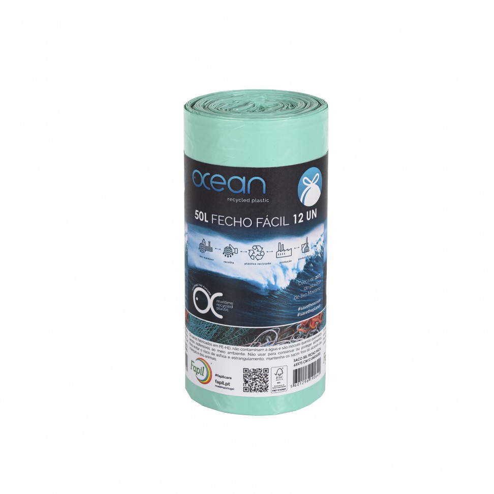 Sacos Lixo Ocean 50l Fecho F�cil 12un