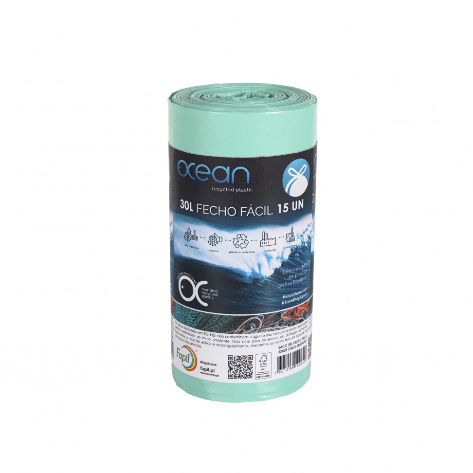 Sacos Lixo Ocean 30l Fecho F�cil 15un