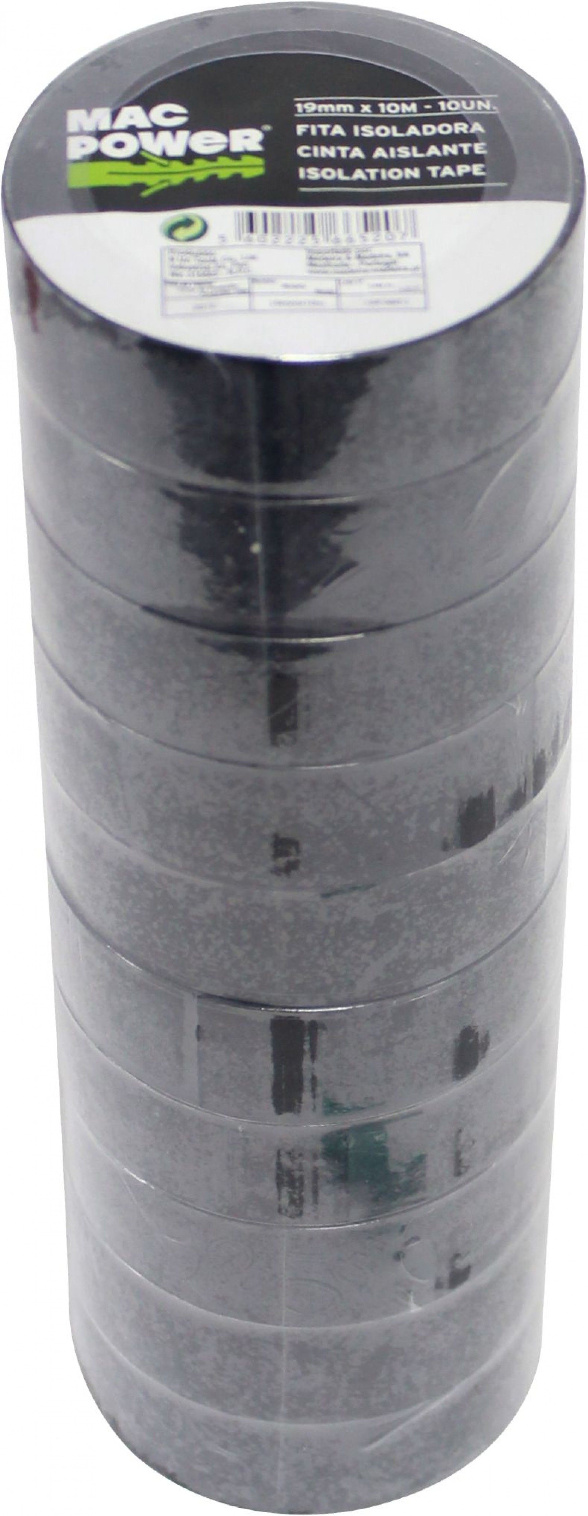 Fita Isoladora 19x10mm Preto 10un