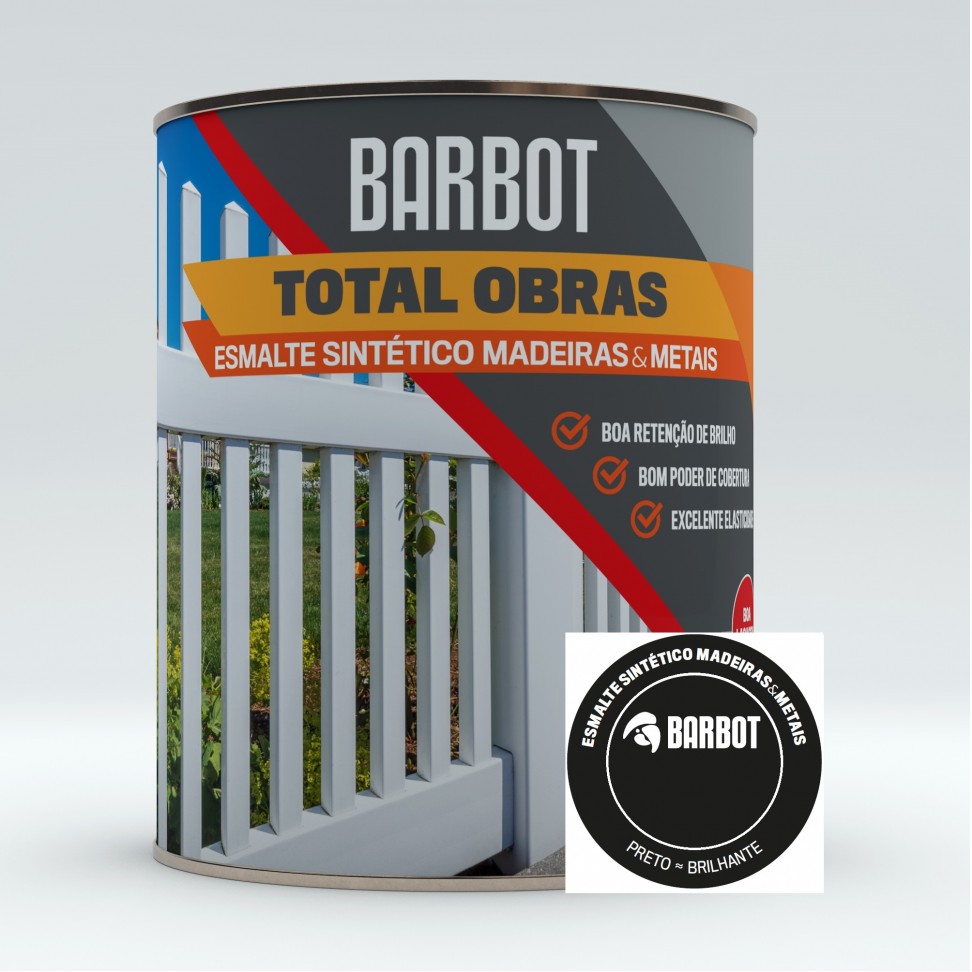 Esmalte Obras Sint�tico Brilhante Preto 0,375L