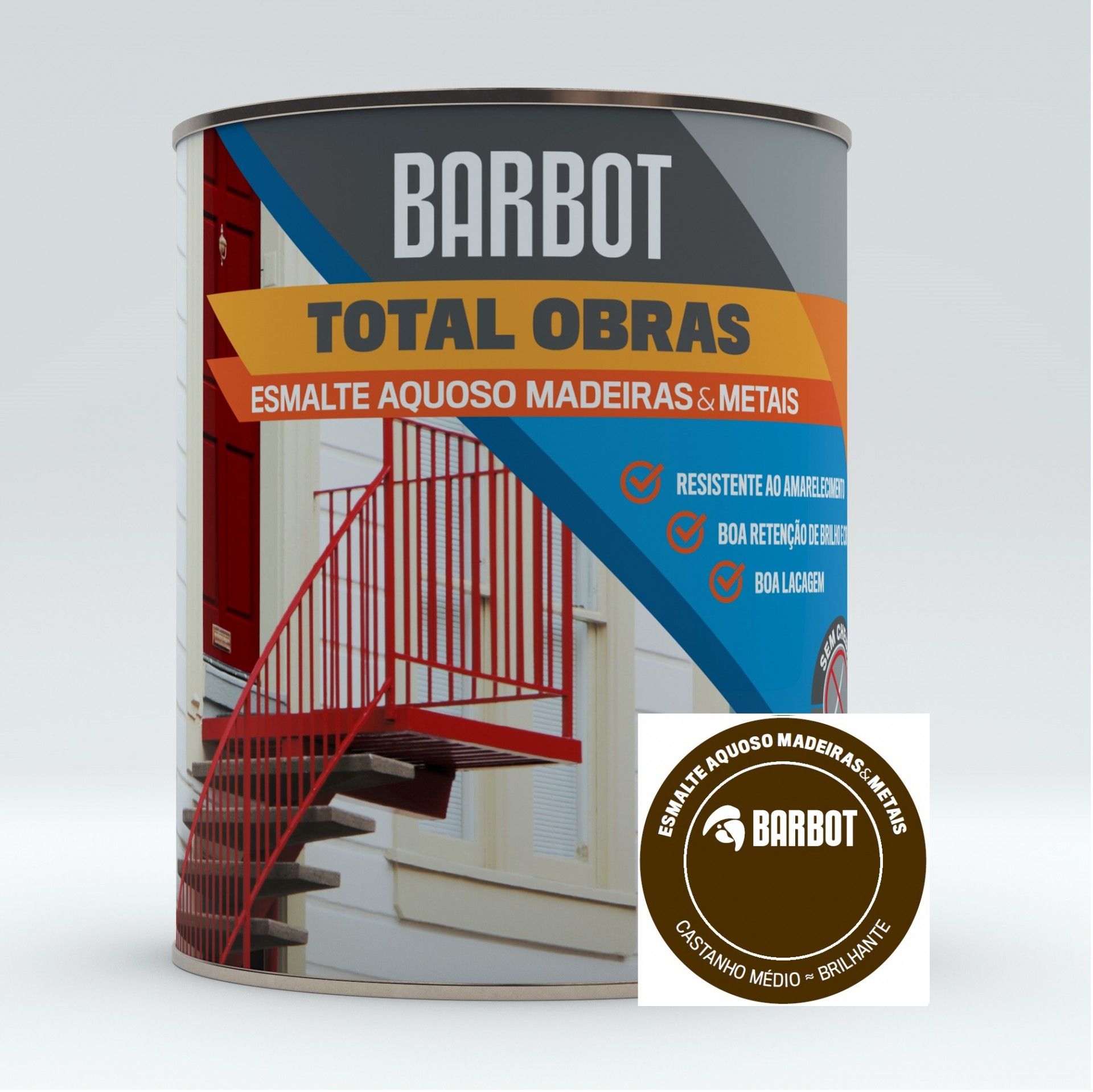 Esmalte Obras Aquoso Brilhante Castanho Médio 0,75L