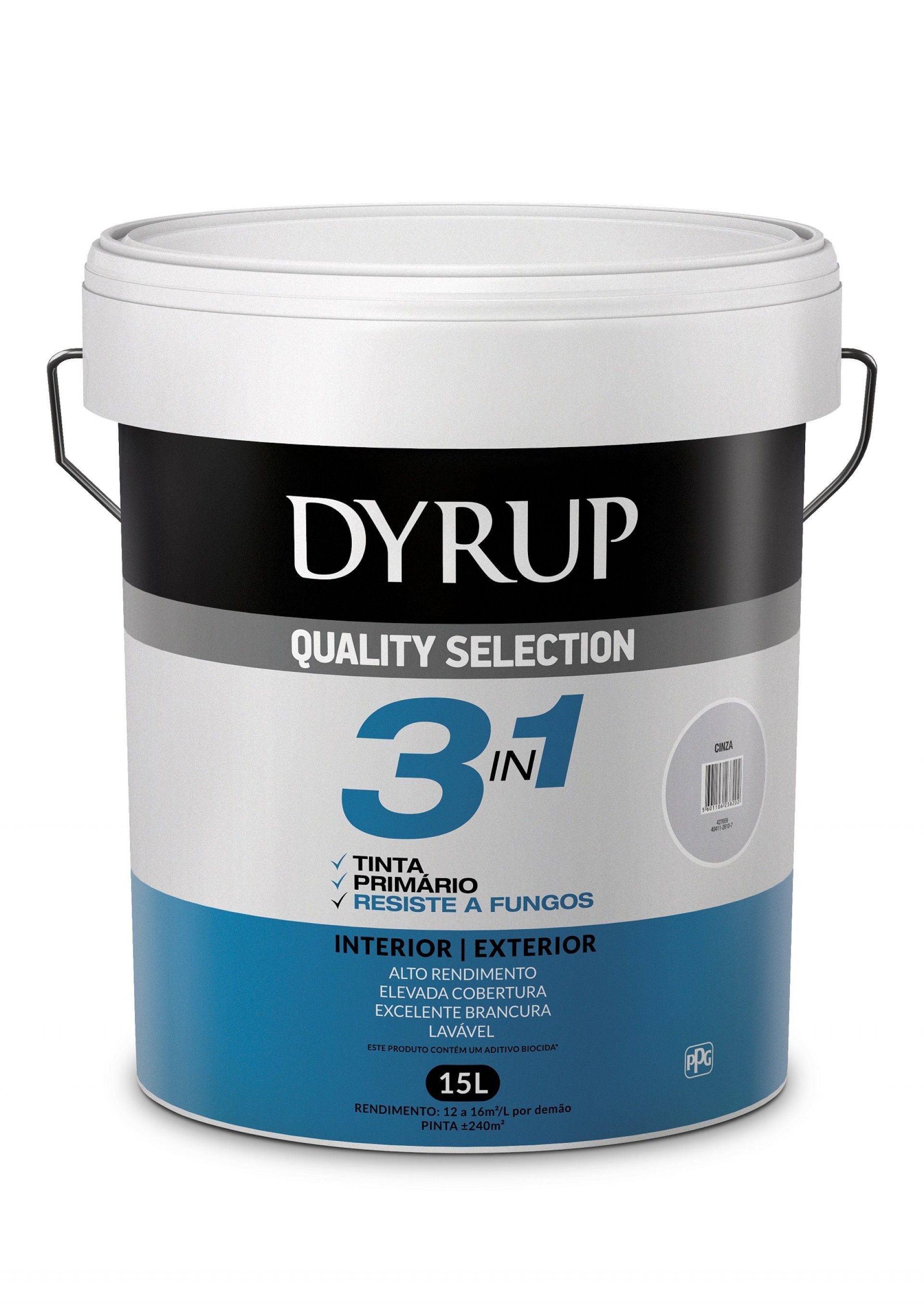 Tinta Dyrup 3em1 Interior/Exterior Anti-Fungos Cinza 15l