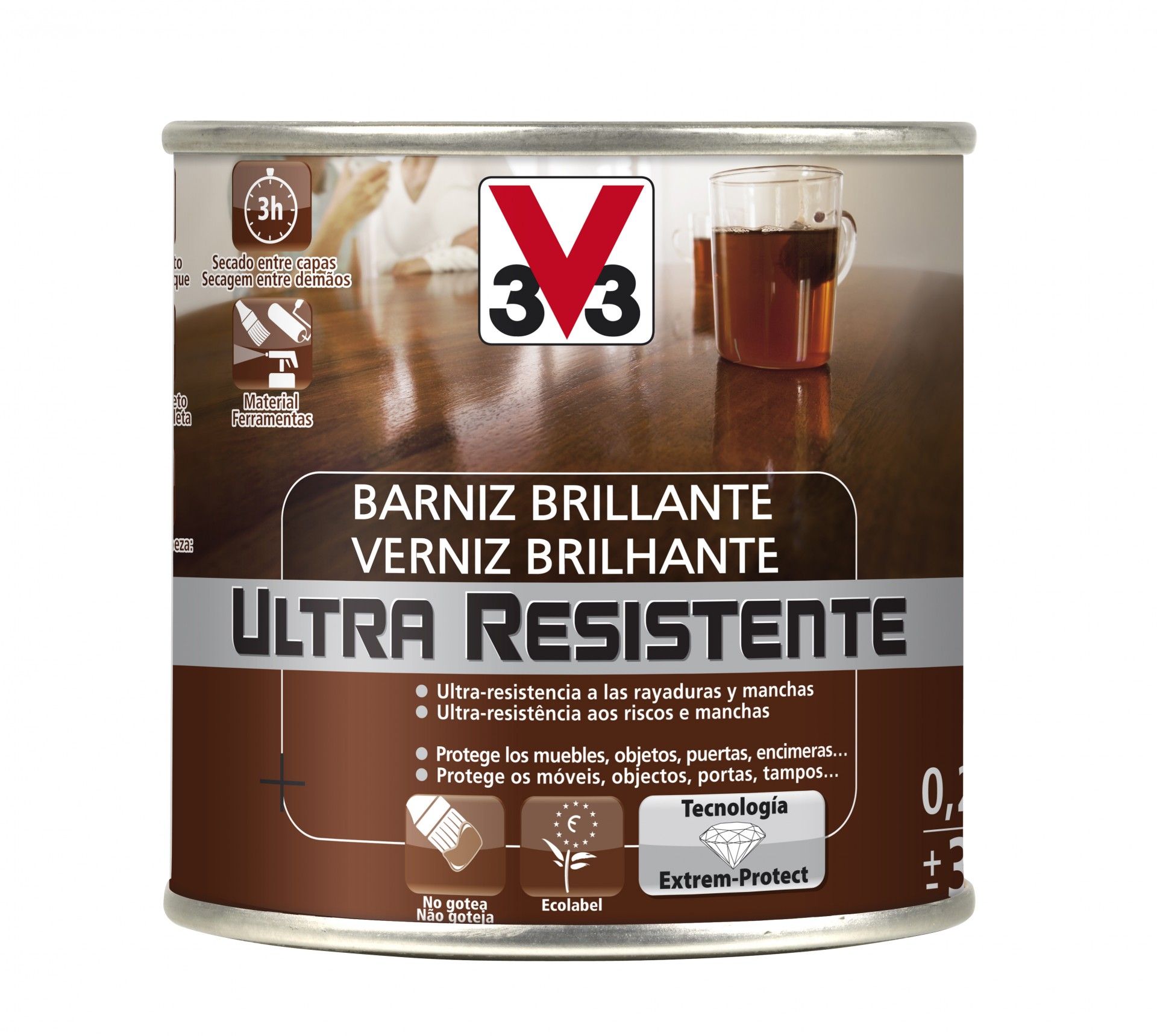 Verniz Ur Interior Aqua Brilhante Nogueira 0,75l