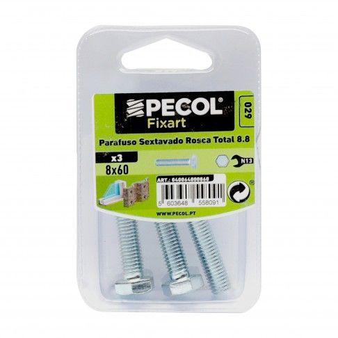 Parafuso Sextavado Rosca Total 8.8 M8x60 Aço P.A Bl3 Parafuso Sextavado Rosca Total 8.8 M8x60 Aço P.A Bl3