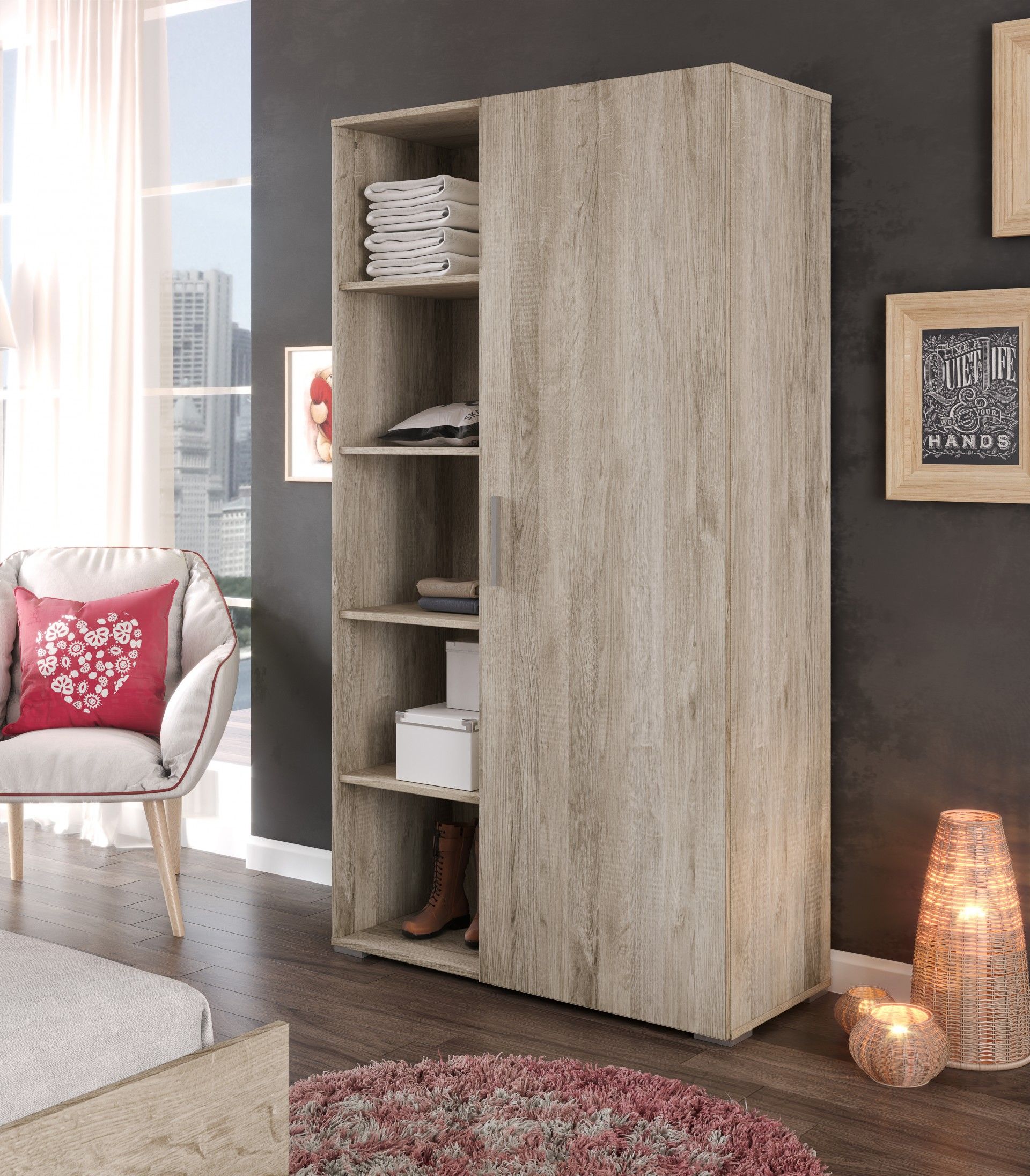 Roupeiro Roma 180x100x40cm Carvalho