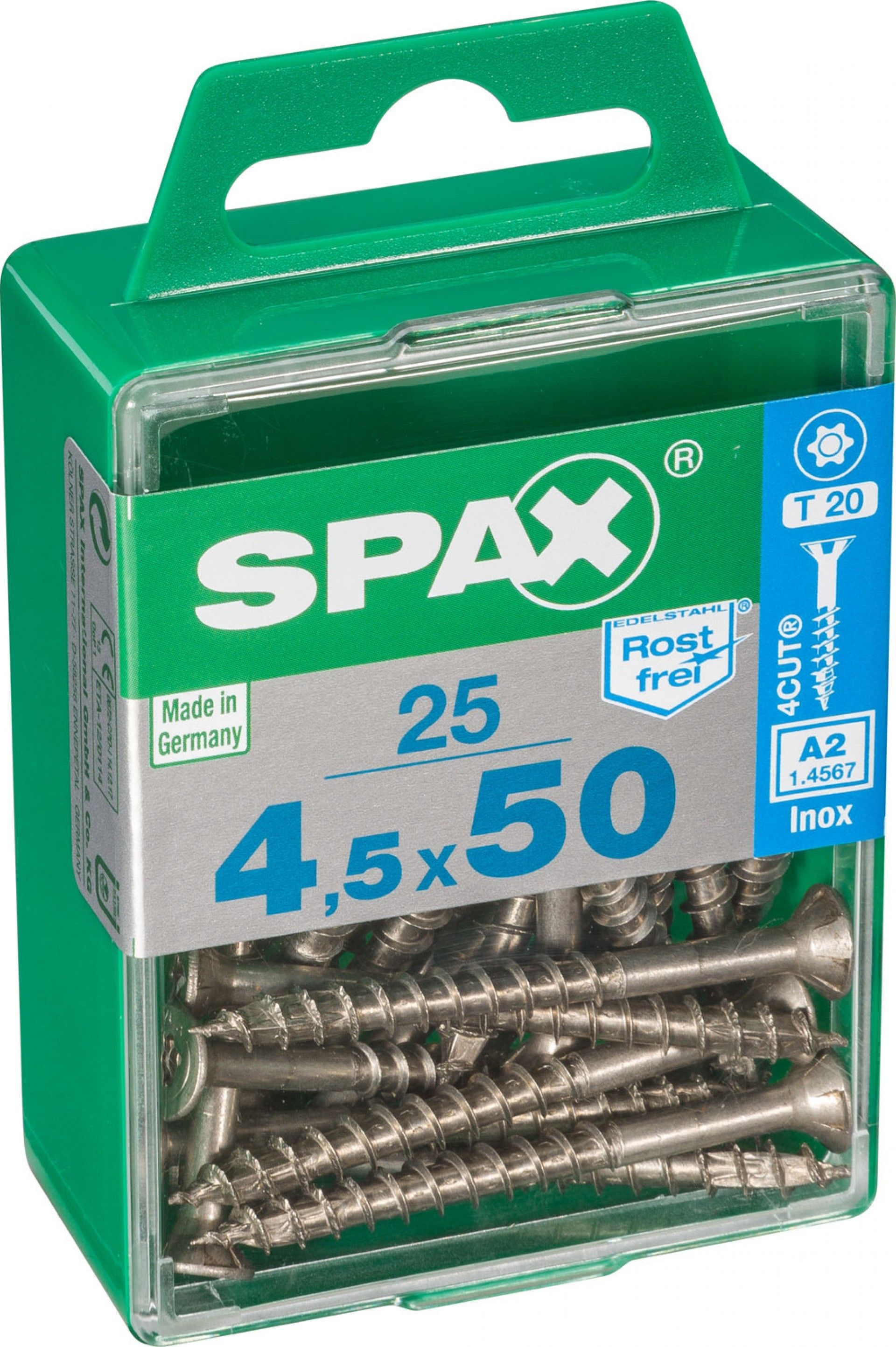 Parafuso Madeira Cabeça Plana Inox tx4,5x50m 25un