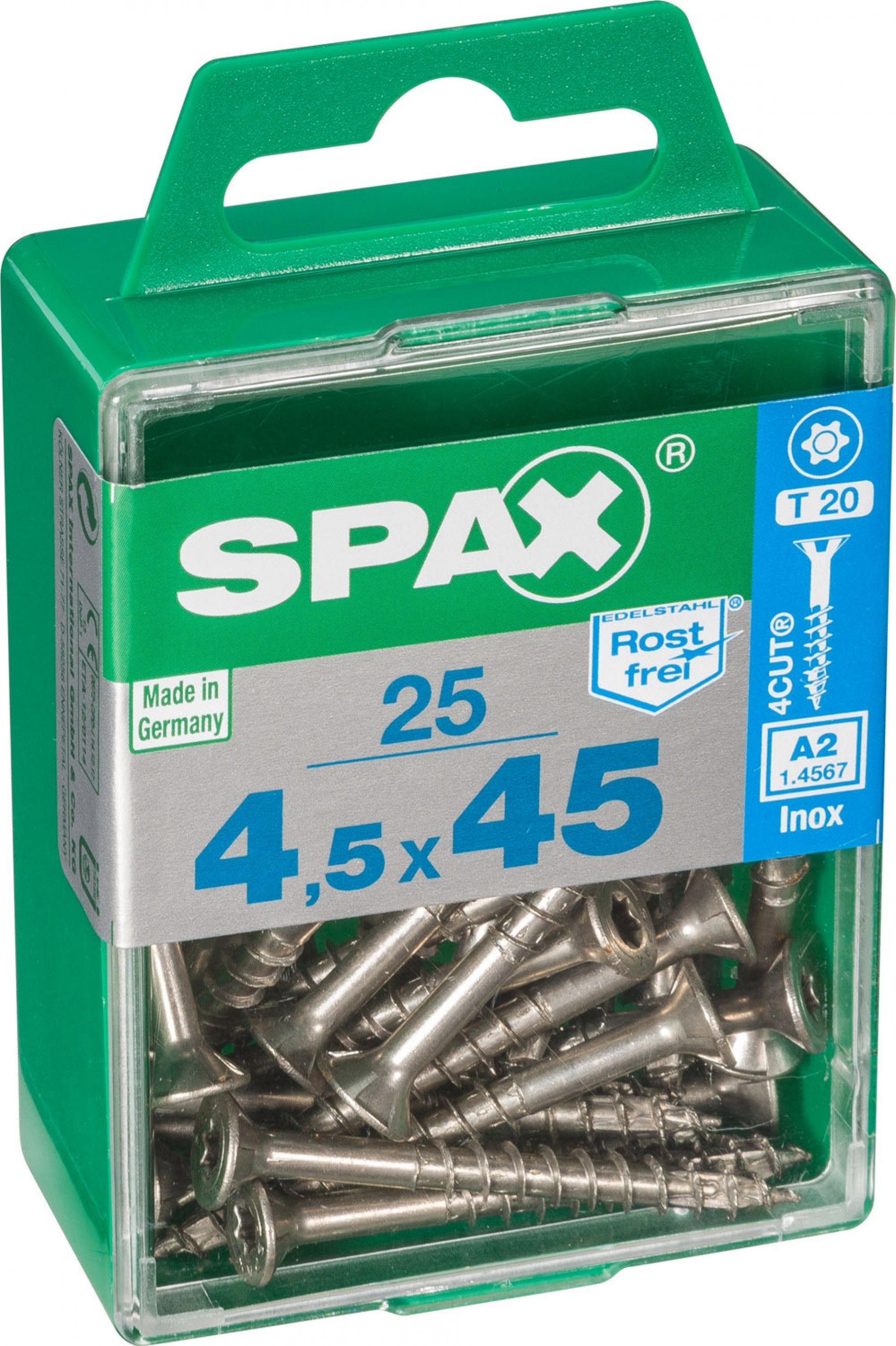 Parafuso Madeira Cabeça Plana Inox Tx 4x45 M25un