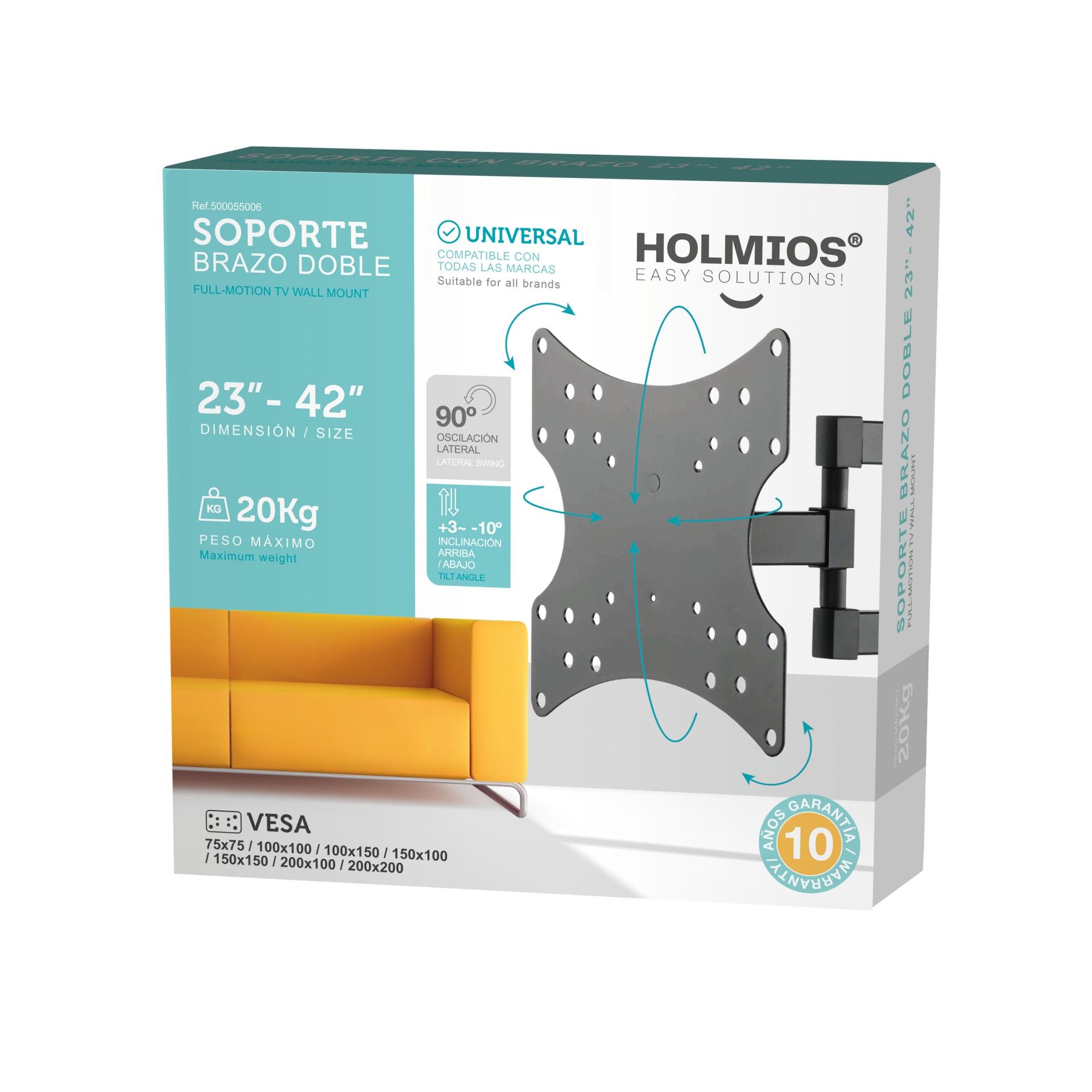 SUPORTE TV 23"- 42" C/BRAÇO DUPLO