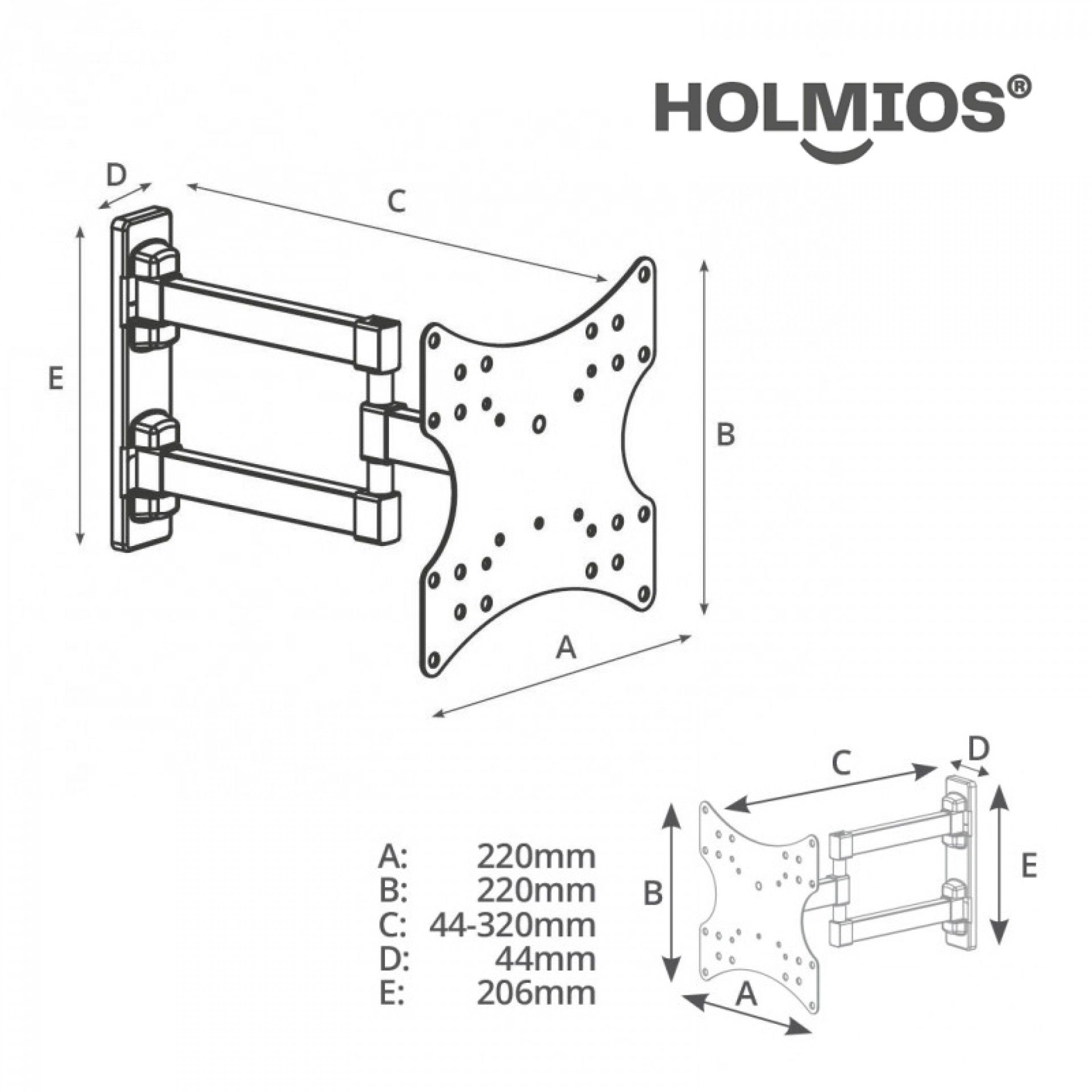 SUPORTE TV 23"- 42" C/BRAÇO DUPLO
