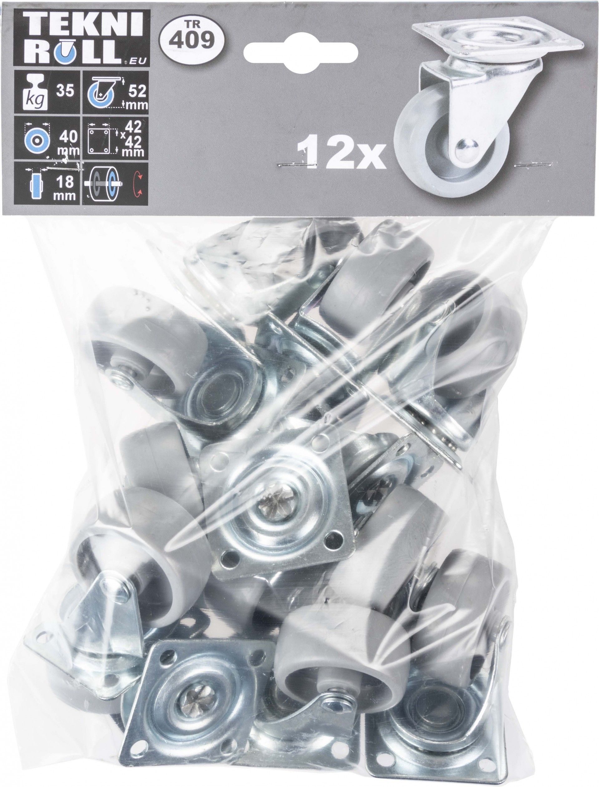 Roda Giratória P/Móv.Pp 40mm 12un