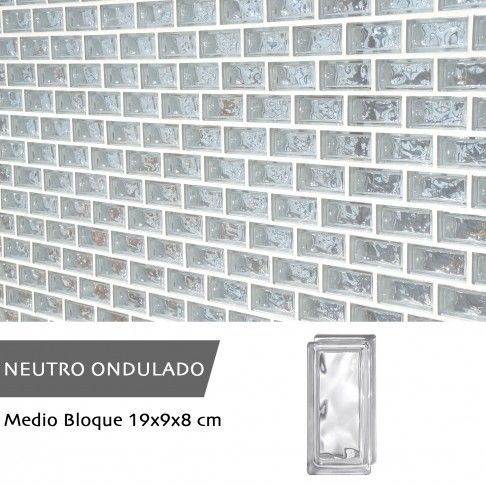 1/2 Tijolo Vidro Transparente Ondulado 19x9x8cm 1/2 Tijolo Vidro Transparente Ondulado 19x9x8cm