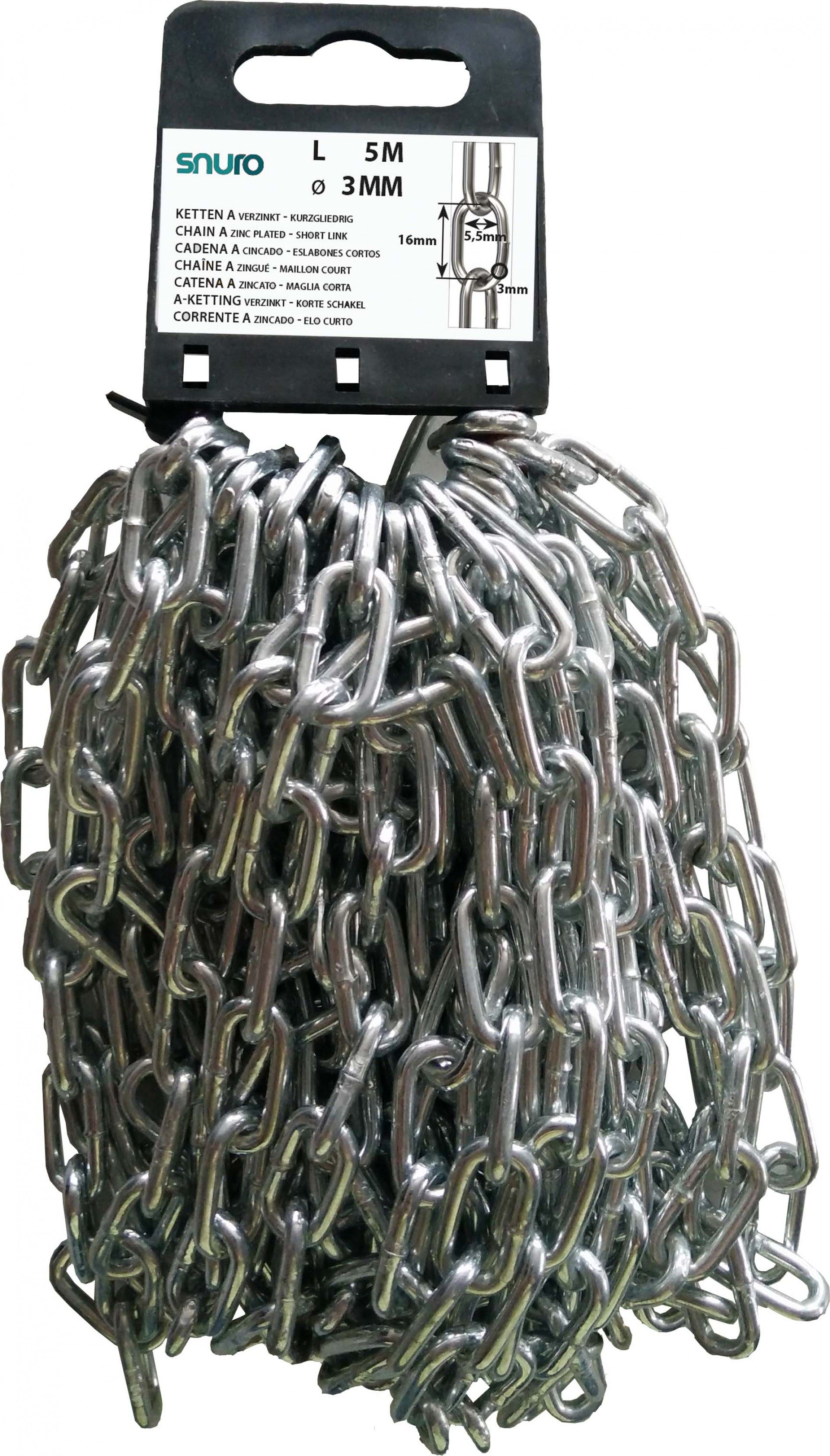 Corrente Elo Curto Zincado A-30 3mm 5m