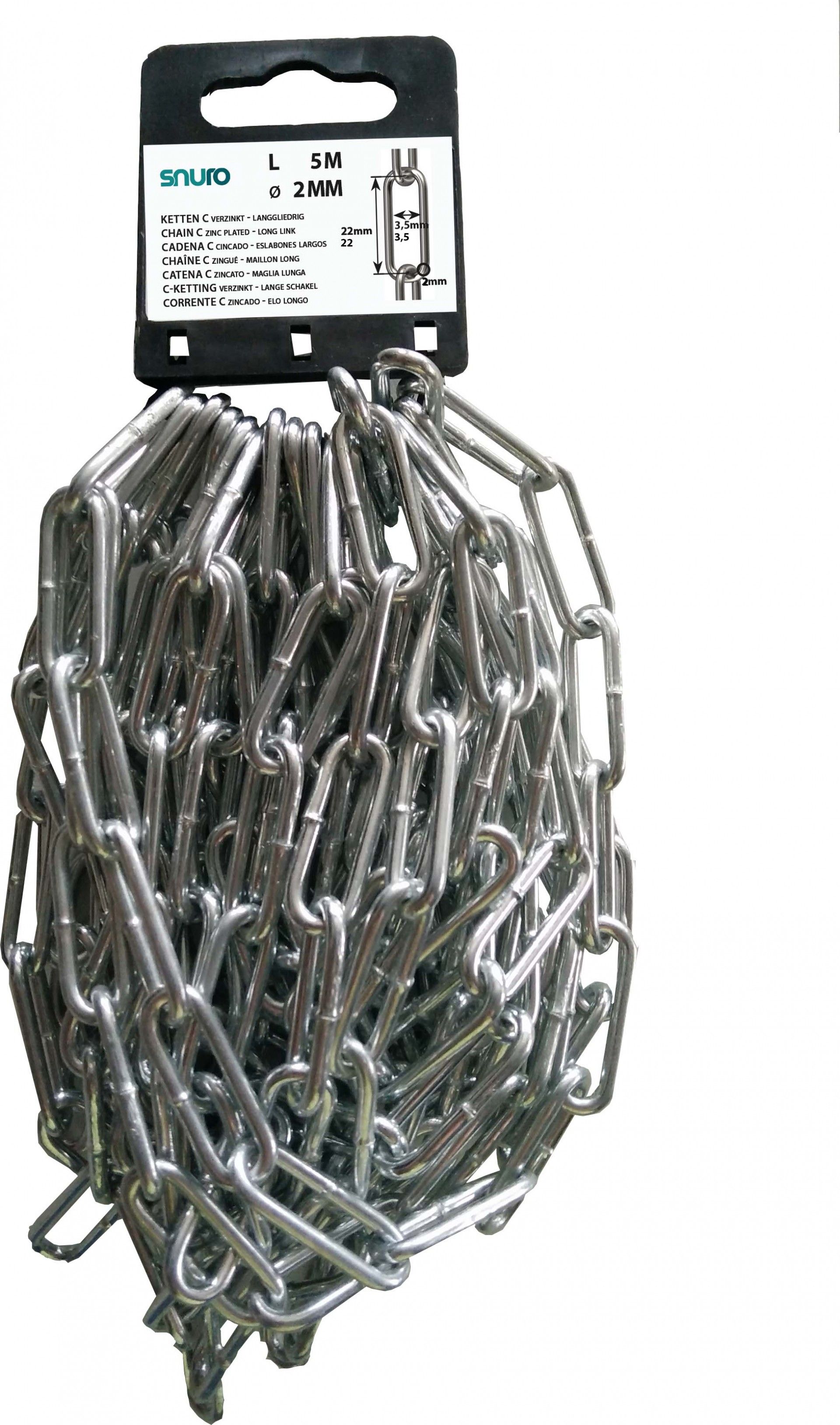 Corrente Elo Longo Zincado C-20 2mm 5m