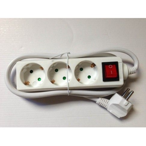 Bloco 3 Tomadas Com Interruptor e Cabo 3mx1.5mm Bloco 3 Tomadas Com Interruptor e Cabo 3mx1.5mm