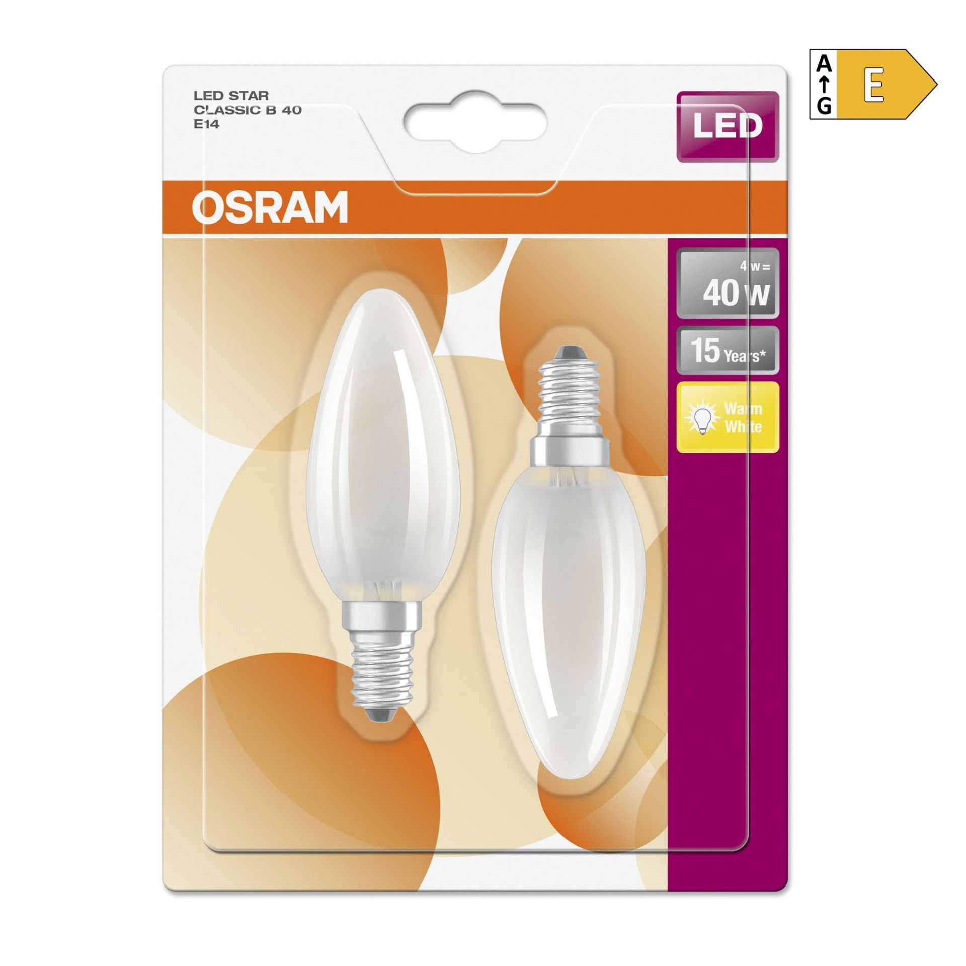 Lâmpada LED STAR B40 E14 2unid.